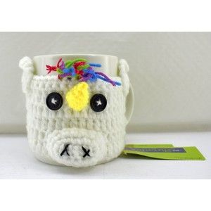 Spring Shop White Mug with Unicorn Knitted Cozy Removable Button - Coffee Cup